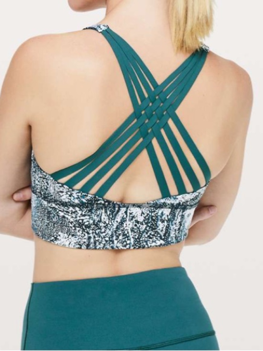 Lululemon Free to Be Moved Bra Wildwood White Multi/Green Jasper Size 2